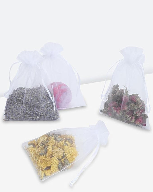 100PCS Small Mesh Bags Drawstring 3x4,Sheer Organza Bags Drawstring for Jewelry, Mesh Party Wedding Favor Bags for Small Business,Candy,Bracelet Packaging,Empty Sachet Bags (White)