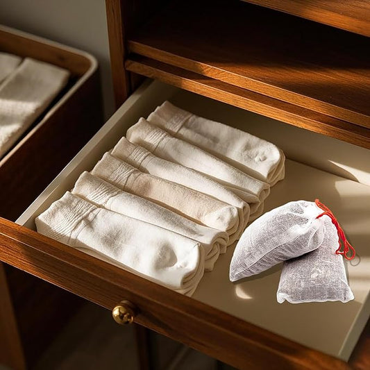 24 Pack Cedar Sachets Bags, Red Cedar Chips Sachets for Closets and Drawers Storage, Fresh Scents, Home Fragrance Sachet for Shoes
