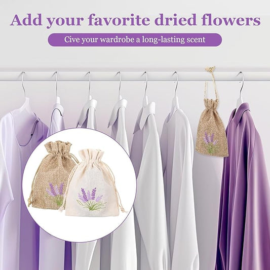 12 PCS Lavender Bags, Sachet Empty Bags Small Jute Bag with Drawstring Cotton Linen Pouch for Filling Spice Jewellery Wedding