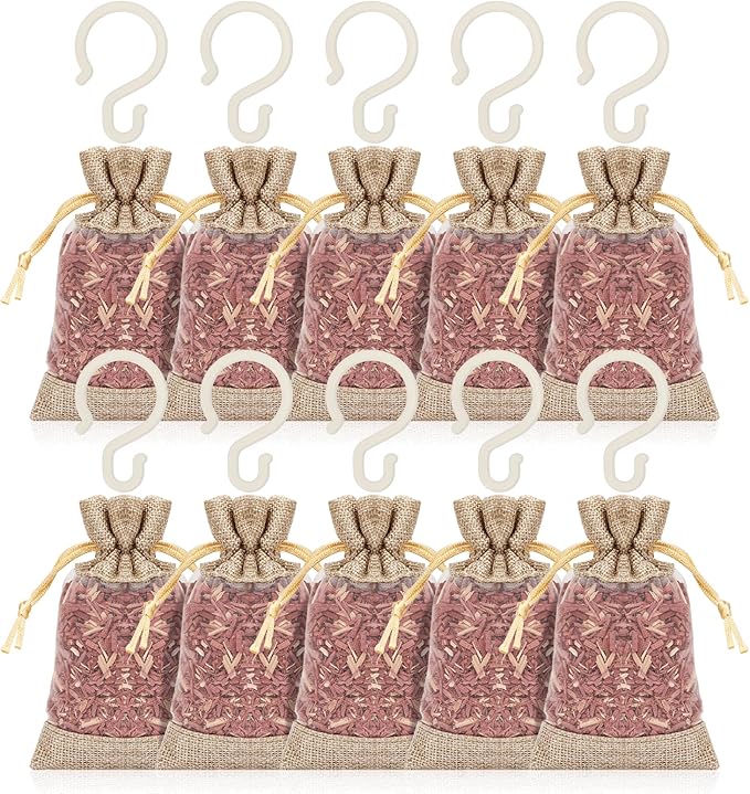 Cedar Sachets for Drawers and Closets - Pack of 10 Cedar Chips for Clothes Storage, Scented Closet Freshener